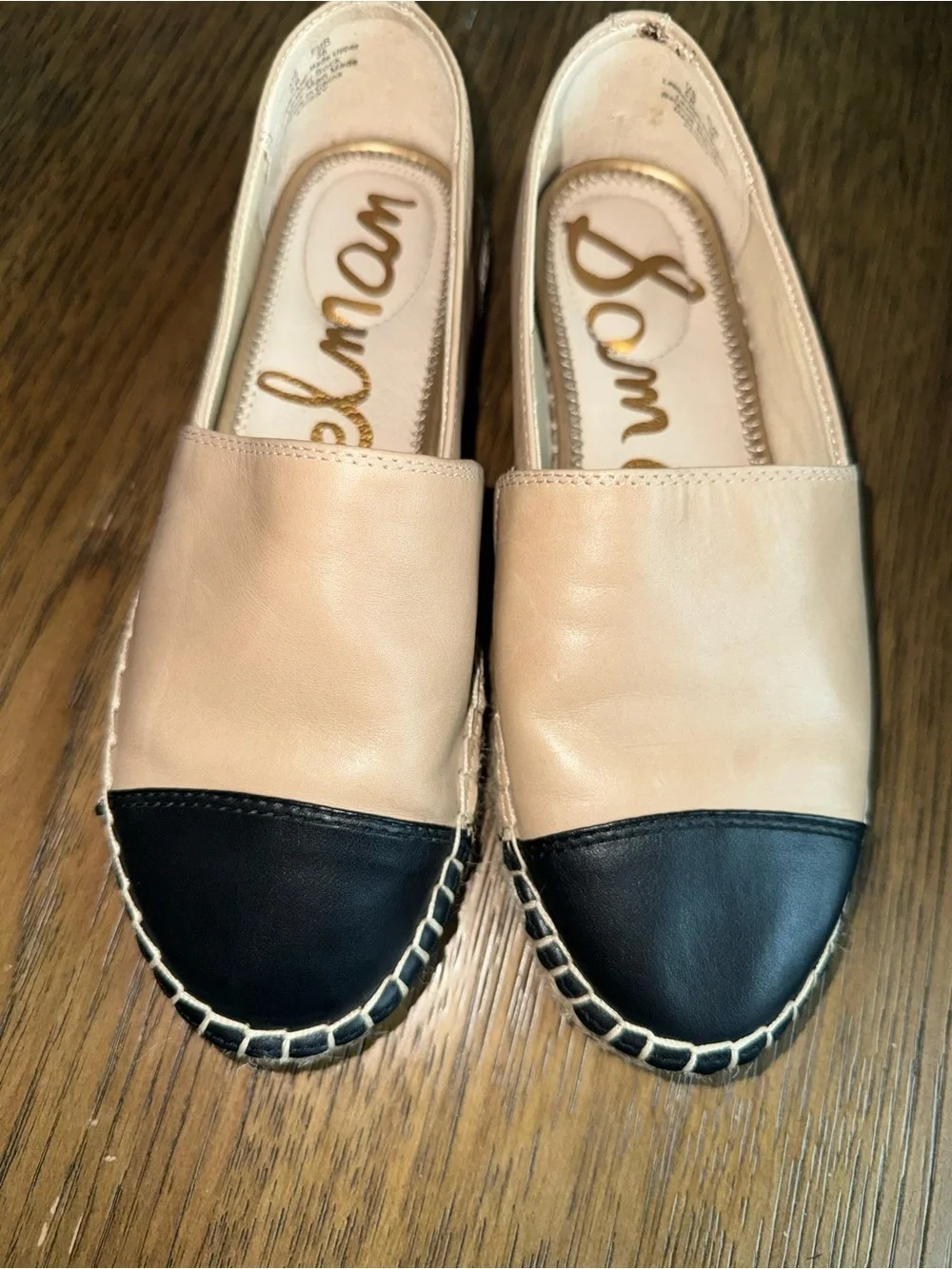 Sam Edelman Two-Tone Tan and Black Espadrille Flats